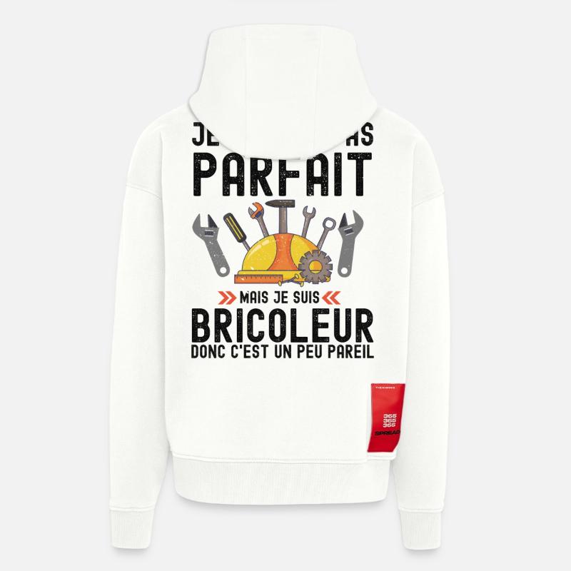 Humour Bricoleur Autodérision - Veste à capuche bio épaisse oversize fabriqué en UE - OFF WHITE