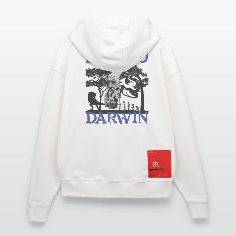 Idée cadeau textile Charles Darwin Evolution Veste à capuche bio épaisse oversize fabriqué en UE