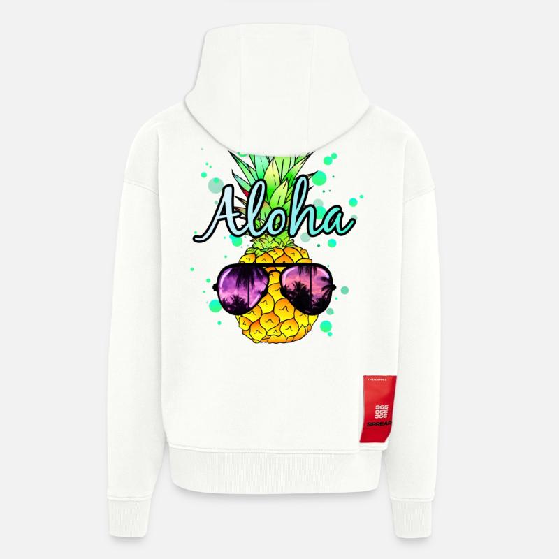 Ananas Aloha - Veste à capuche bio épaisse oversize fabriqué en UE - OFF WHITE