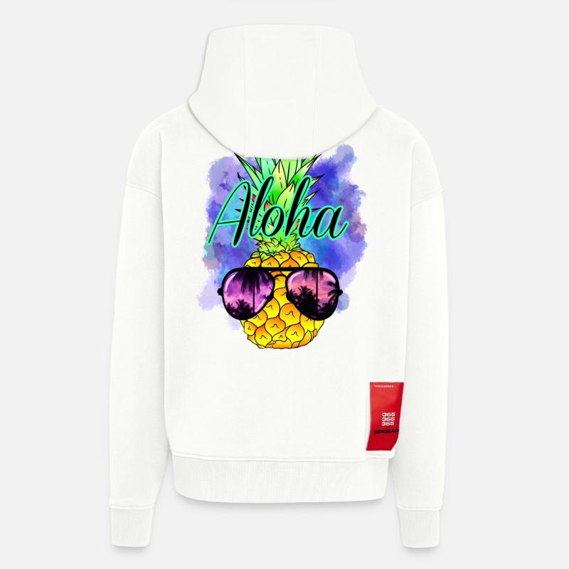 Aloha Ananas - Veste à capuche bio épaisse oversize fabriqué en UE - OFF WHITE
