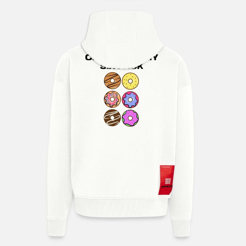 Sweets Funny Donut Statement Dessert - Veste à capuche bio épaisse oversize fabriqué en UE - OFF WHITE