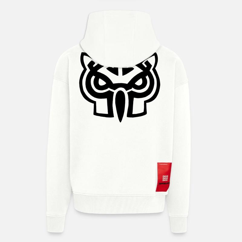 Schwarzer Eulenkopf - Zip Hoodie - made by SPREAD - OFF WHITE