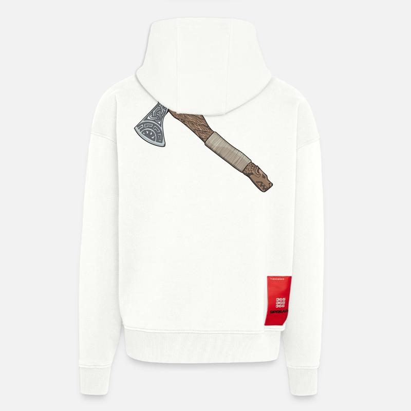 Hache Fenrir faite à la main - Veste à capuche bio épaisse oversize fabriqué en UE - OFF WHITE
