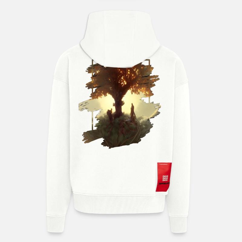 Arbre de vie - Veste à capuche bio épaisse oversize fabriqué en UE - OFF WHITE