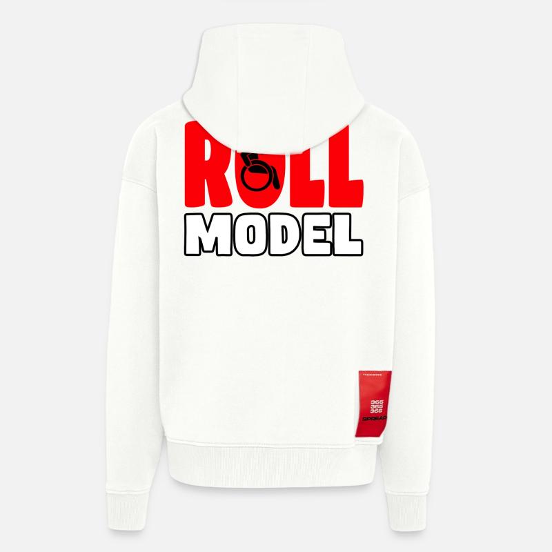 Jeder Rollstuhlfahrer ist ein Rollenmodell* - Zip Hoodie - made by SPREAD - OFF WHITE