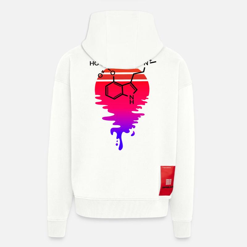 Psilocybin Molecule with Retro Sunset - Zip Hoodie - made by SPREAD - OFF WHITE