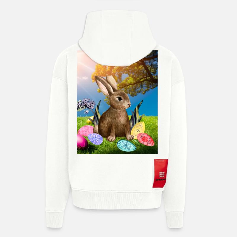 Spring Easter bunny with Easter eggs - Zip Hoodie - made by SPREAD - OFF WHITE