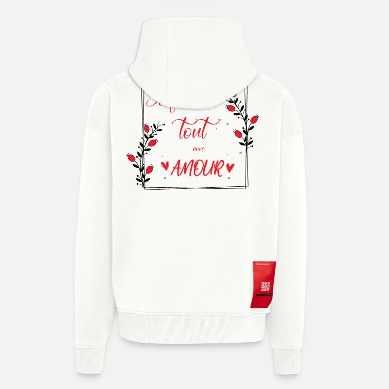 je fais tout avec amour - Veste à capuche bio épaisse oversize fabriqué en UE - OFF WHITE