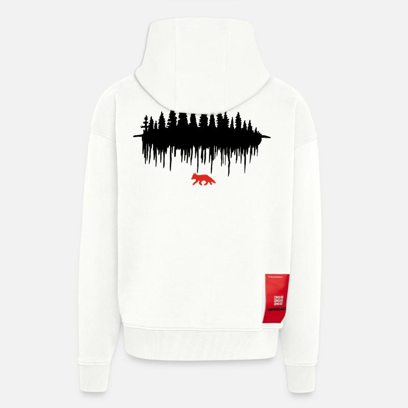 L'appel de la forêt (noir) - Veste à capuche bio épaisse oversize fabriqué en UE - OFF WHITE