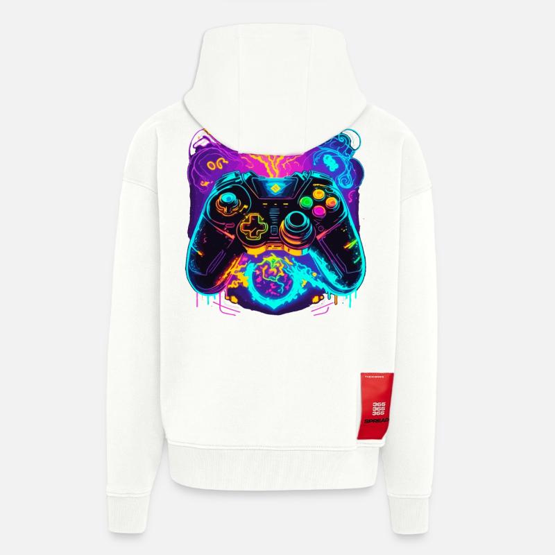 Power Graffiti Gaming Controller - Veste à capuche bio épaisse oversize fabriqué en UE - OFF WHITE