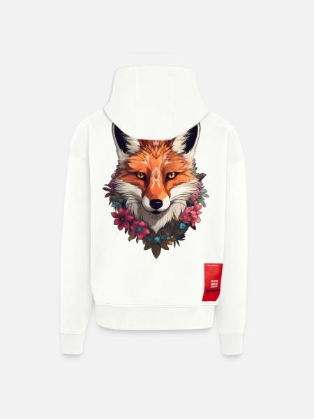 Fuchs mit Blumen - Zip Hoodie - made by SPREAD - OFF WHITE