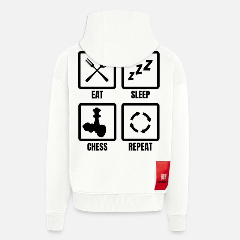 Routine d’échecs - Veste à capuche bio épaisse oversize fabriqué en UE - OFF WHITE