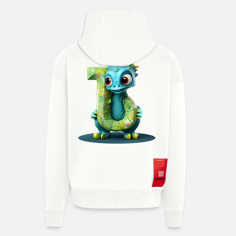 Blauer Drache mit Buchstabe J Alphabet - Zip Hoodie - made by SPREAD - OFF WHITE