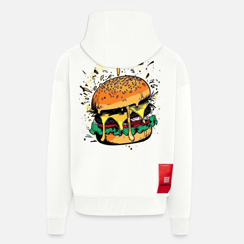 Cheeseburger Comic Burger - Zip Hoodie - made by SPREAD - OFF WHITE