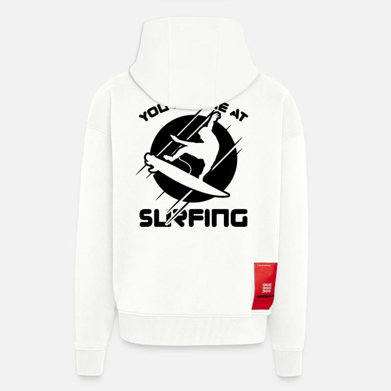 Blague de l’entraîneur de surf - Veste à capuche bio épaisse oversize fabriqué en UE - OFF WHITE