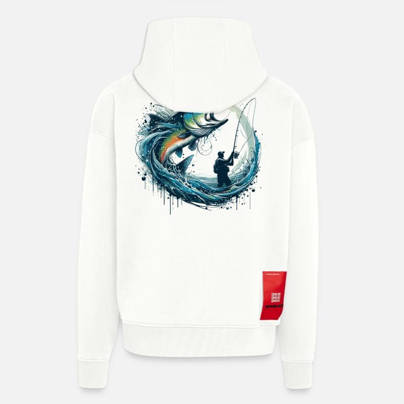 Cadeau dynamique de pêche - Veste à capuche bio épaisse oversize fabriqué en UE - OFF WHITE