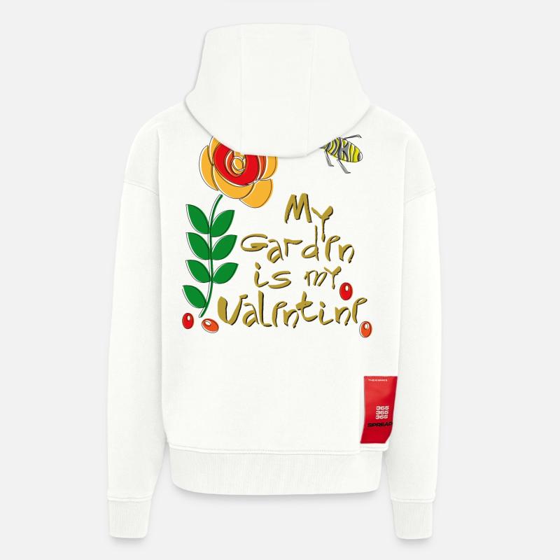 mon jardin est mon Valentin - Veste à capuche bio épaisse oversize fabriqué en UE - OFF WHITE