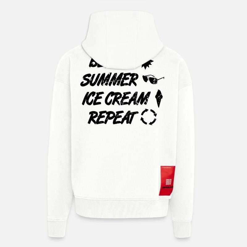 Routine des amateurs de crème glacée - Veste à capuche bio épaisse oversize fabriqué en UE - OFF WHITE