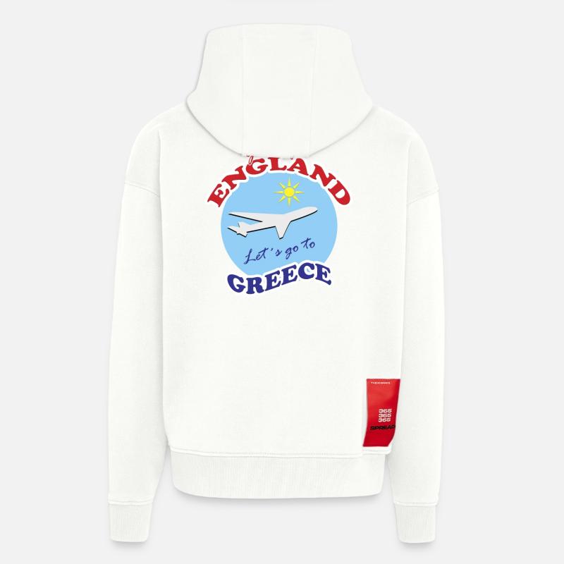 Grèce adieu avion voyage design - Veste à capuche bio épaisse oversize fabriqué en UE - OFF WHITE