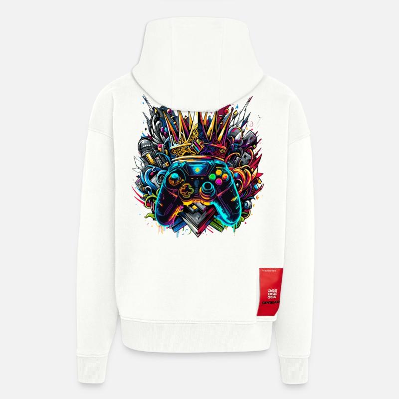 Königlicher Graffiti Gaming Controller - Zip Hoodie - made by SPREAD - OFF WHITE