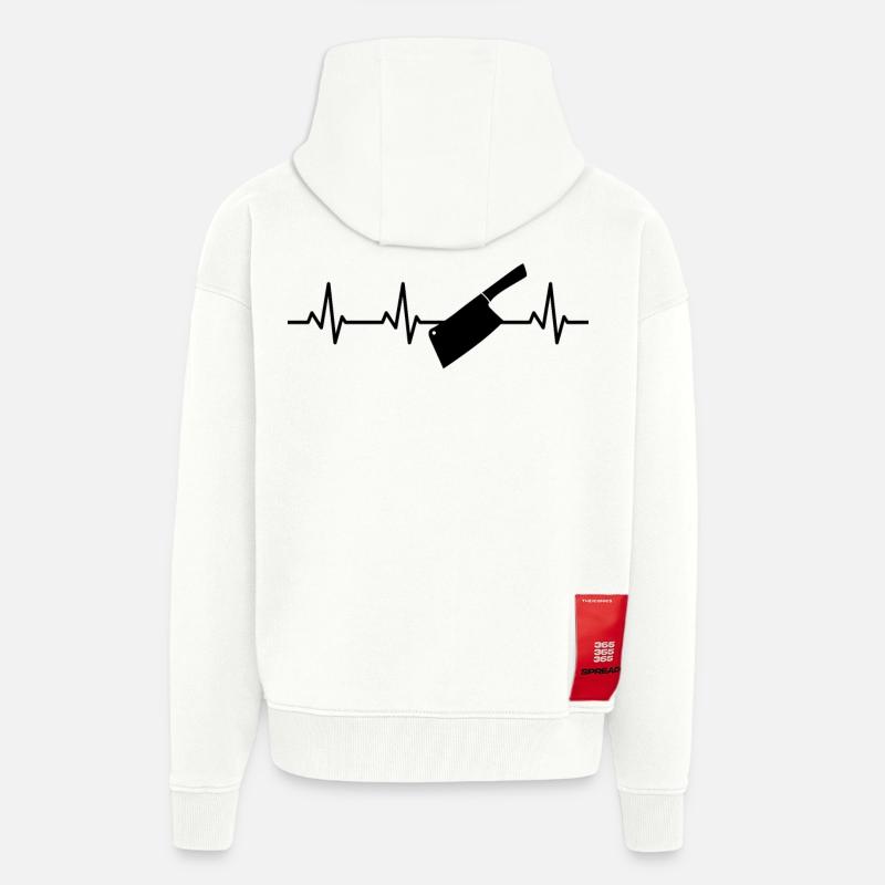 Hackmesser Herzlinie - Zip Hoodie - made by SPREAD - OFF WHITE