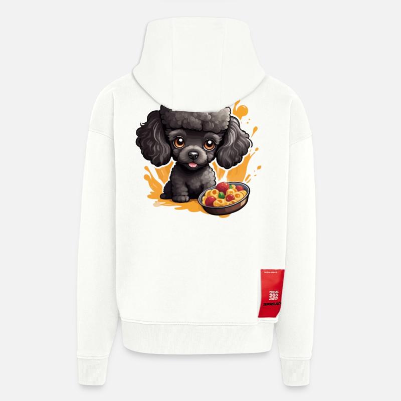 Schwarzer Pudel mit lecker Essen - Zip Hoodie - made by SPREAD - OFF WHITE