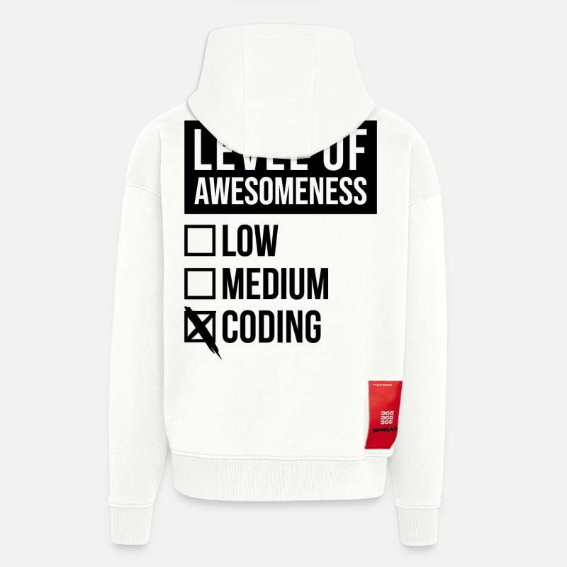 codage - Veste à capuche bio épaisse oversize fabriqué en UE - OFF WHITE