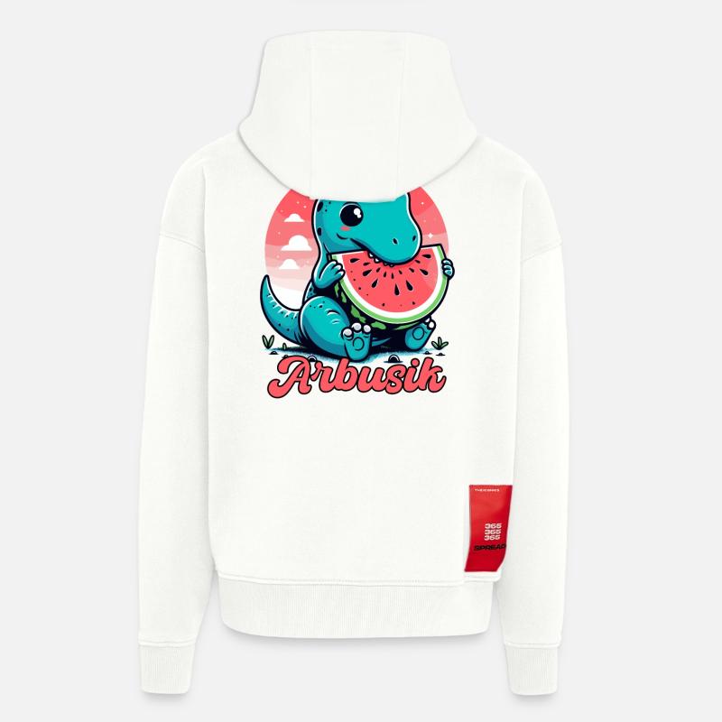 Mignon T-Rex Pastèque Arbusik Cadeau - Veste à capuche bio épaisse oversize fabriqué en UE - OFF WHITE