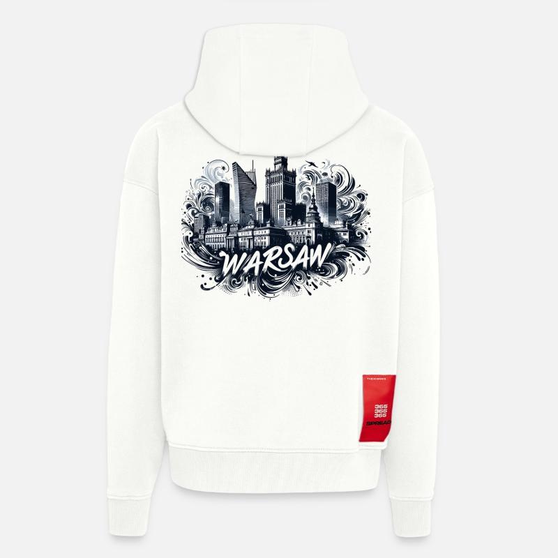 Varsovie Capitale Pologne Cadeau - Veste à capuche bio épaisse oversize fabriqué en UE - OFF WHITE