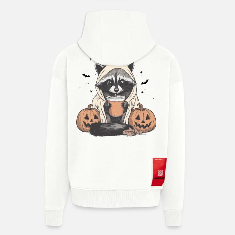 Halloween Pullover, Waschbär Halloween, Geschenk - Zip Hoodie - made by SPREAD - OFF WHITE