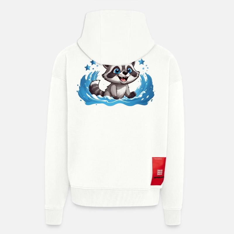 Kleiner Waschbär beim Planschen - Zip Hoodie - made by SPREAD - OFF WHITE