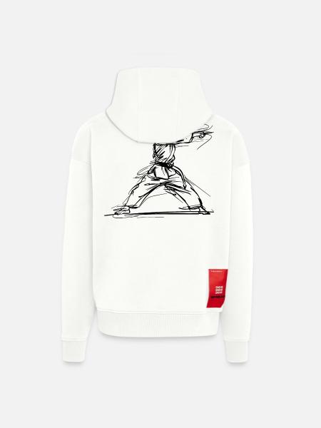 Karateka One Line Drawing - Zip Hoodie - made by SPREAD - OFF WHITE