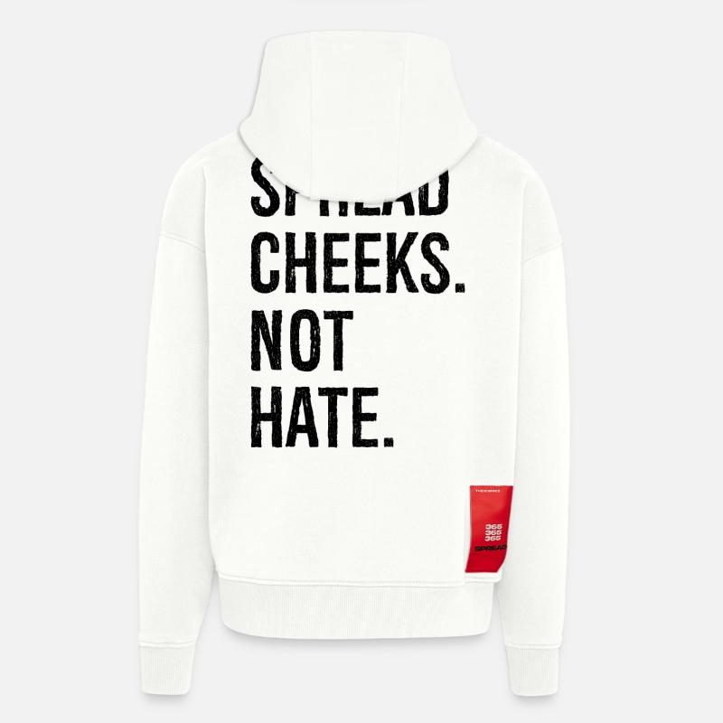 spread cheeks not hate - Veste à capuche bio épaisse oversize fabriqué en UE - OFF WHITE