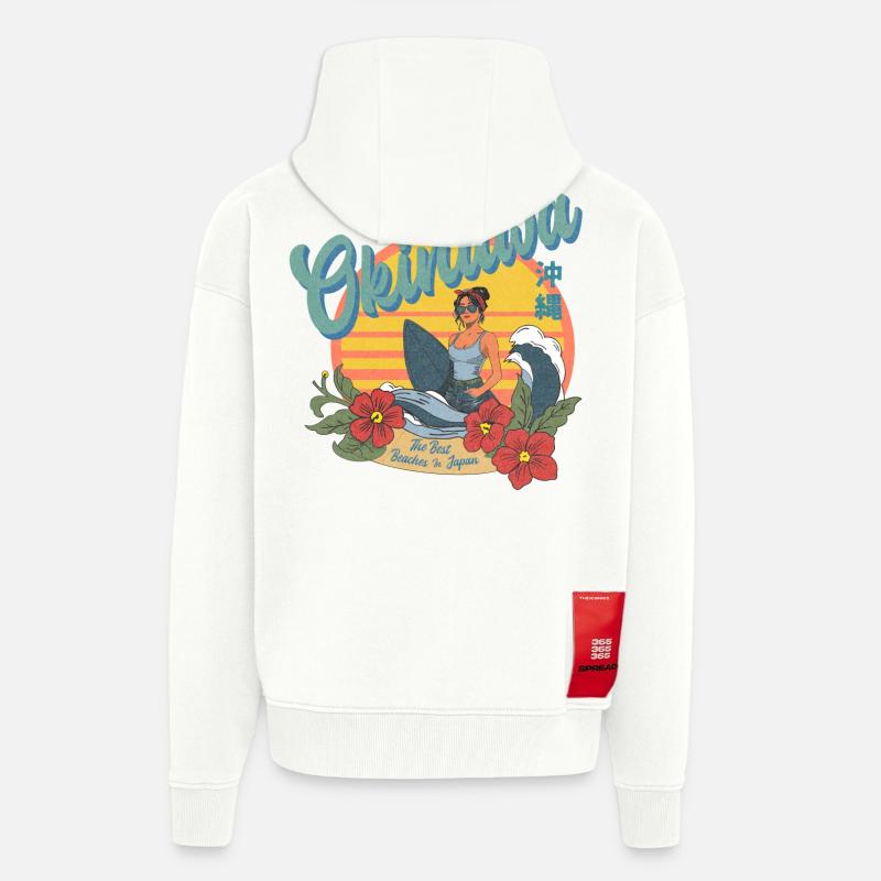 Okinawa Beaches (Halftone Version) - Zip Hoodie - made by SPREAD - OFF WHITE