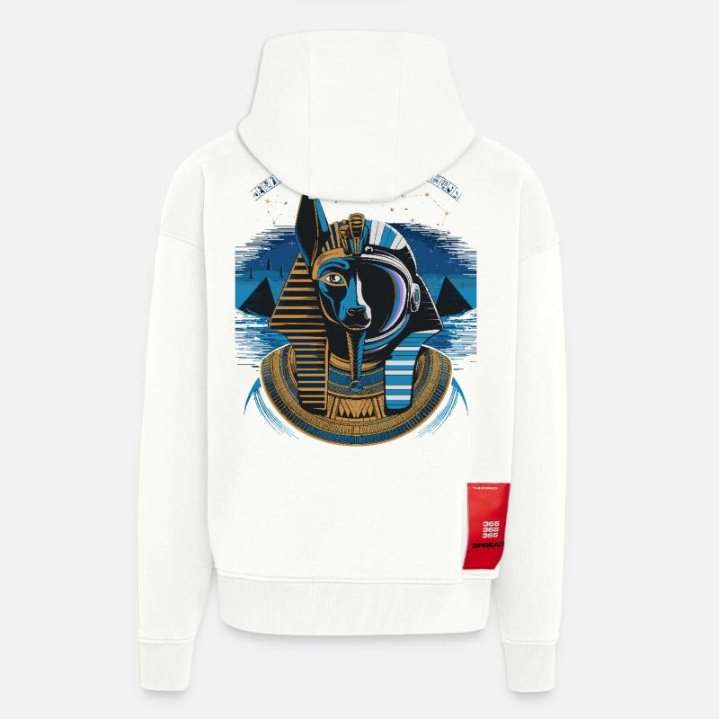 Conception hybride Anubis céleste - Veste à capuche bio épaisse oversize fabriqué en UE - OFF WHITE