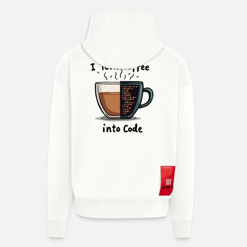 Du café au code - Veste à capuche bio épaisse oversize fabriqué en UE - OFF WHITE
