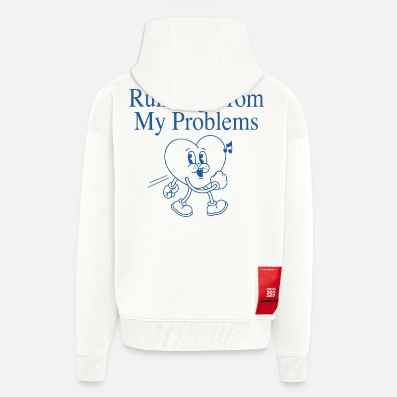 Laufendes Herz – Running From My Problems - Zip Hoodie - made by SPREAD - OFF WHITE