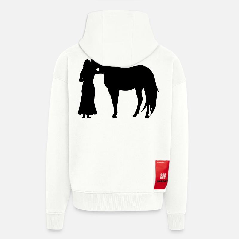 Frau mit Pferd - Zip Hoodie - made by SPREAD - OFF WHITE