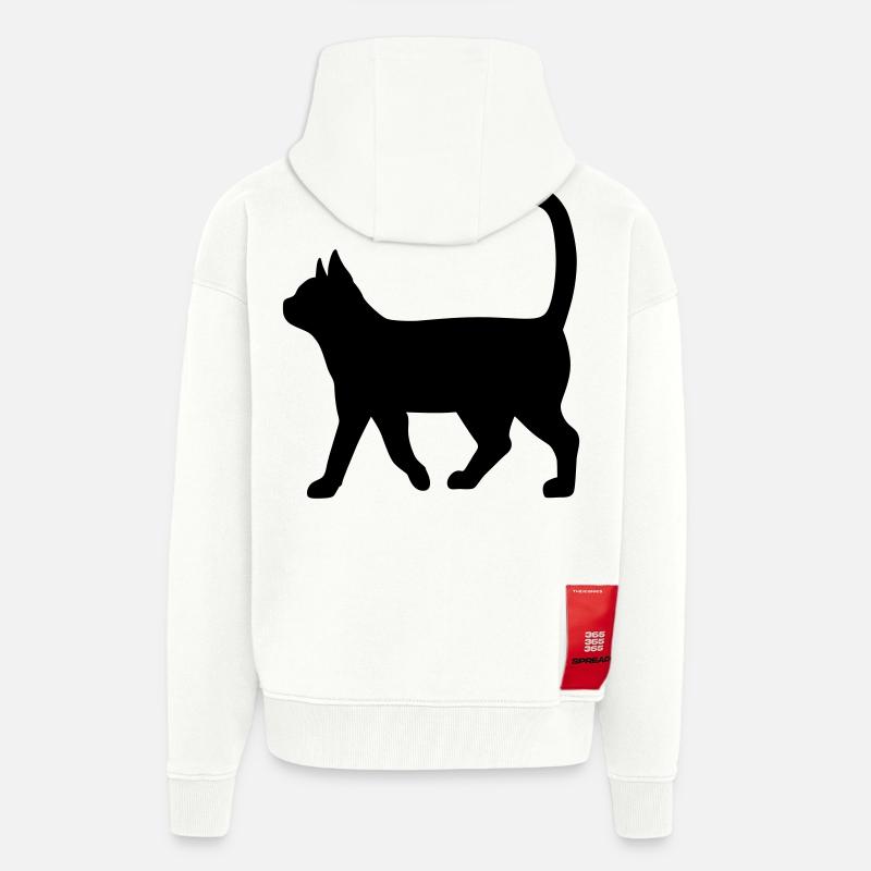 Silhouette teckel – Motif chien classique - Veste à capuche bio épaisse oversize fabriqué en UE - OFF WHITE