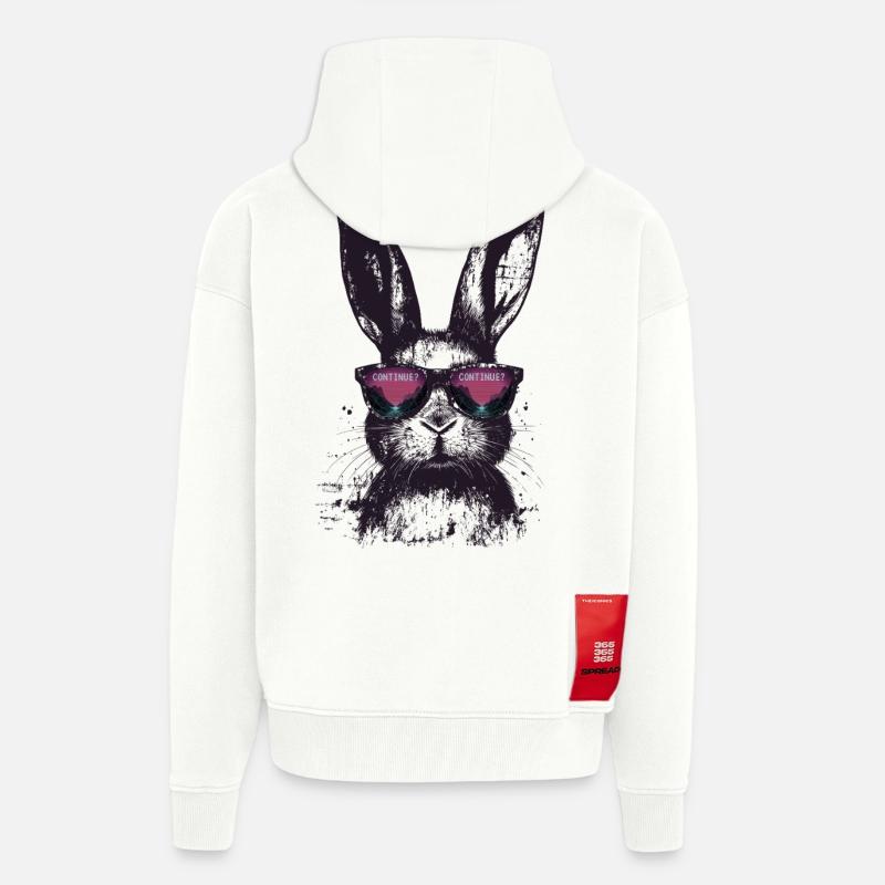 Bunny Sunglasses Retro Synthwave Gaming Gift - Zip Hoodie - made by SPREAD - OFF WHITE