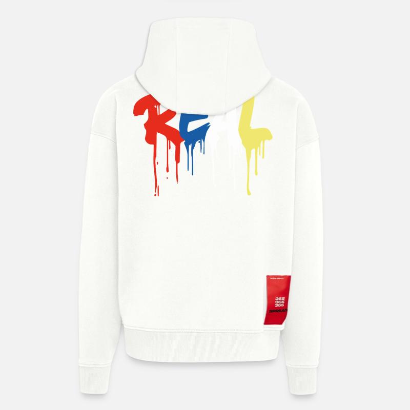 Graffiti-Style "REAL" - bunter tropfender Buchstabe - Zip Hoodie - made by SPREAD - OFF WHITE