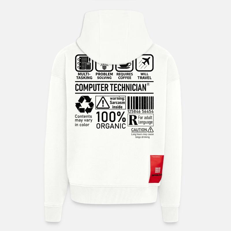 Computer Technician multi tasking problem solving - Zip Hoodie - made by SPREAD - OFF WHITE