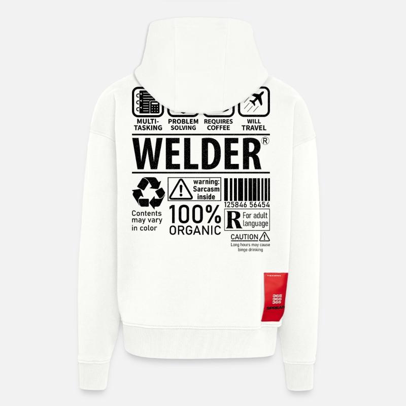Welder multi tasking problem solving requires - Zip Hoodie - made by SPREAD - OFF WHITE