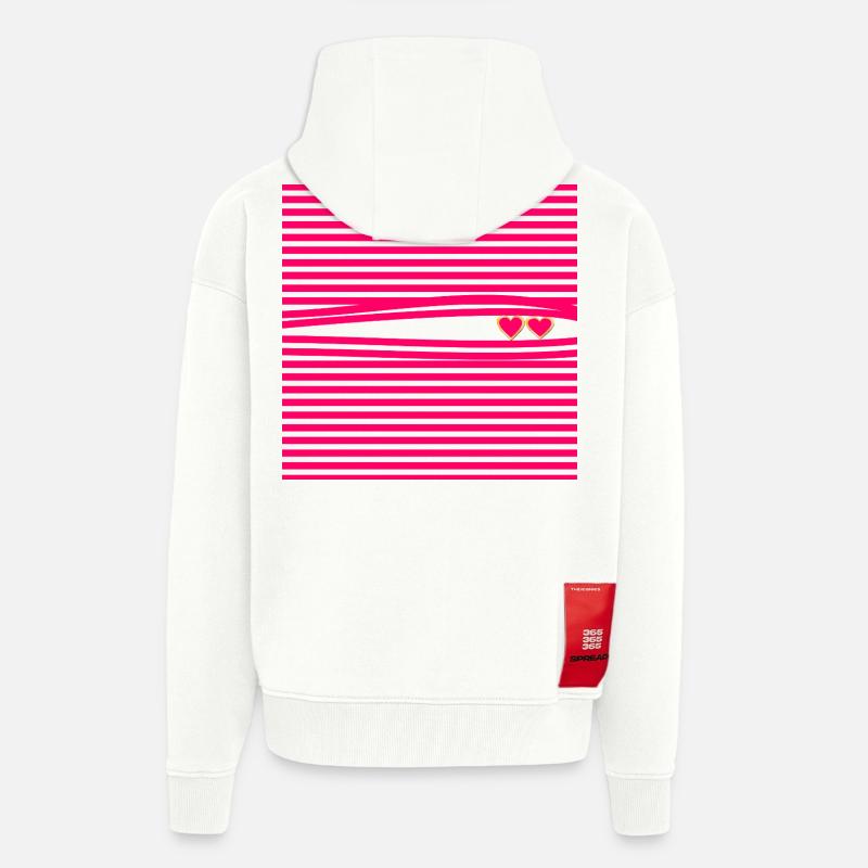 DÉCLARATION D’AMOUR RELATION CŒURS D’AMOUR - Veste à capuche bio épaisse oversize fabriqué en UE - OFF WHITE
