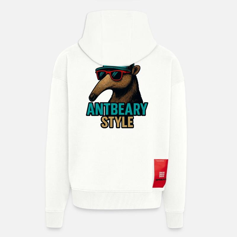 Antbeary Style Aardvark Cartoon - Zip Hoodie - made by SPREAD - OFF WHITE