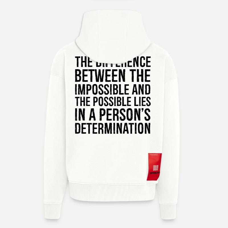 la différence entre l’impossible et le - Veste à capuche bio épaisse oversize fabriqué en UE - OFF WHITE