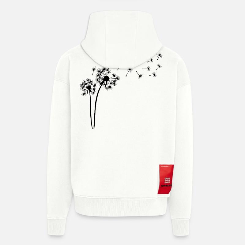 Schwarzer Löwenzahn im Wind - Zip Hoodie - made by SPREAD - OFF WHITE