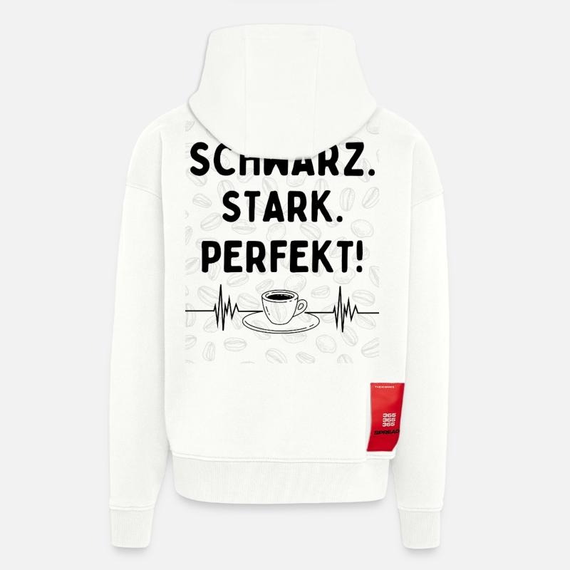 Schwarz. Stark. Perfekt. – Kaffee Statement - Zip Hoodie - made by SPREAD - OFF WHITE