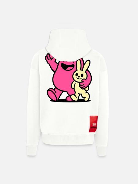 Heureux amis ! - Veste à capuche bio épaisse oversize fabriqué en UE - OFF WHITE