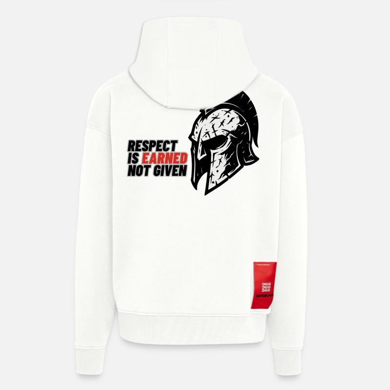 Respect Is earned not given – Spartanerhelm - Zip Hoodie - made by SPREAD - OFF WHITE